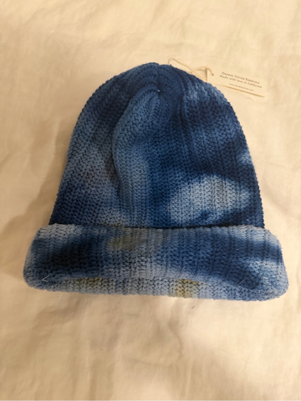 Blue Tie-Dye Knit Beanie
